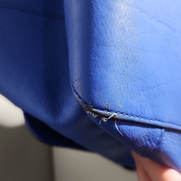 Rebecca Minkoff Bowery Leather Tote bag Electric Blue with Black Hardware purse - Picture 10 of 16